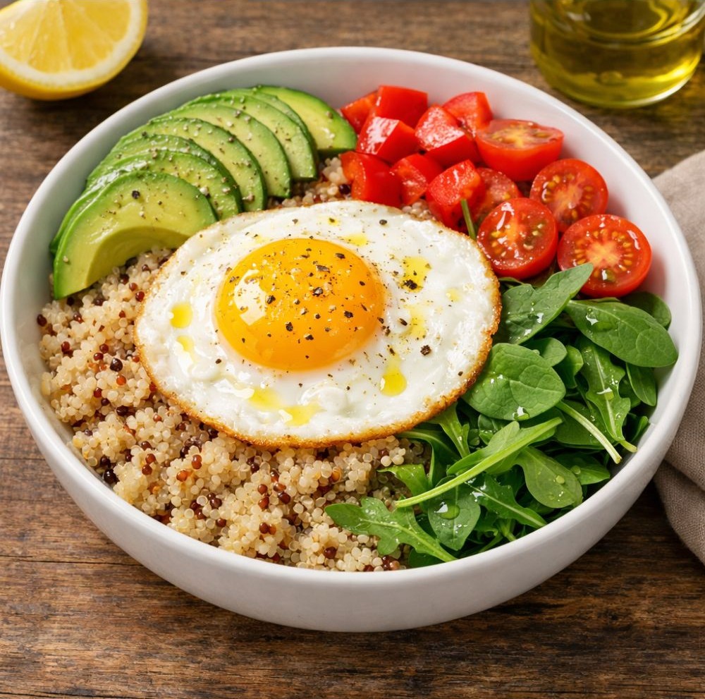 Tojásos quinoa tál