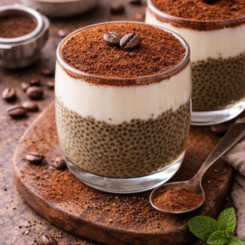 Kávés chia puding tiramisu stílusban